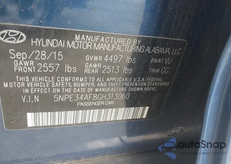 2016 Hyundai Sonata Sport from USA, damaged, VIN 5NPE34AF8GH313060